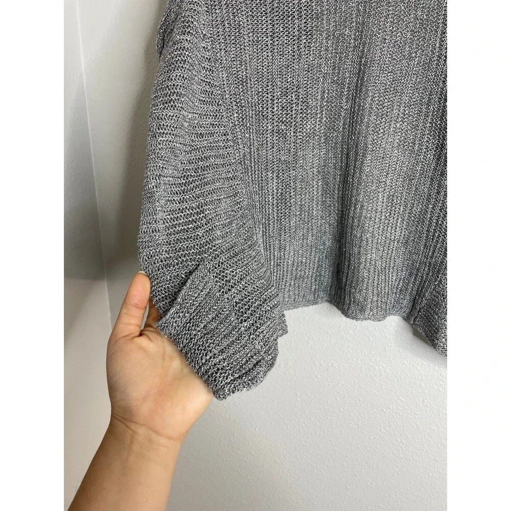 Eileen Fisher Linen Silk Open Knit Cardigan S – Gray Lightweight Drape Sweater